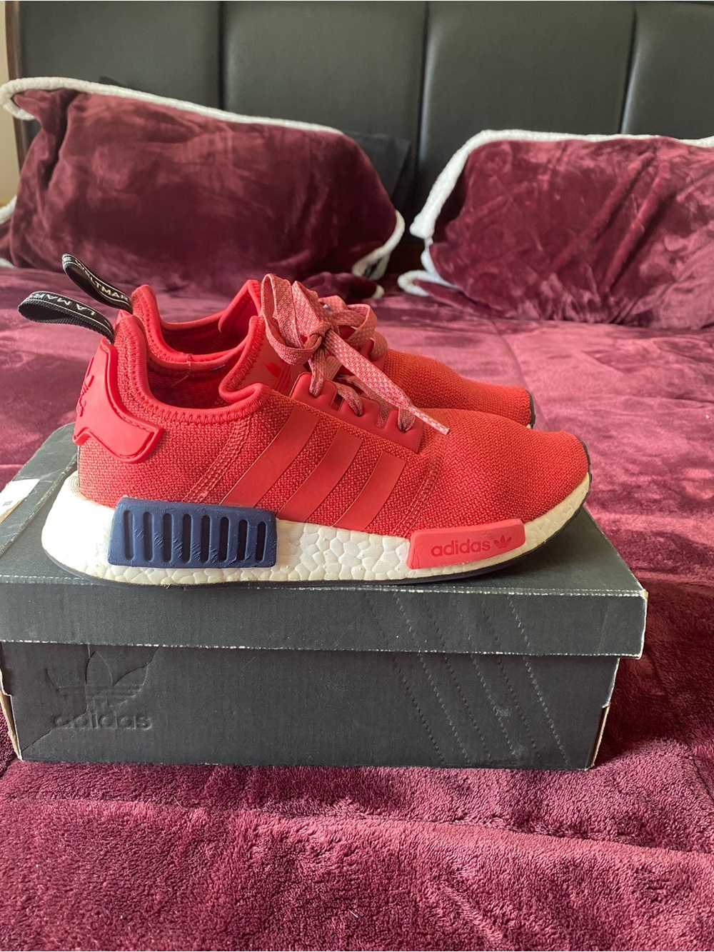 adidas Kids Red and Navy NMD R1 Lightweight Sneakers